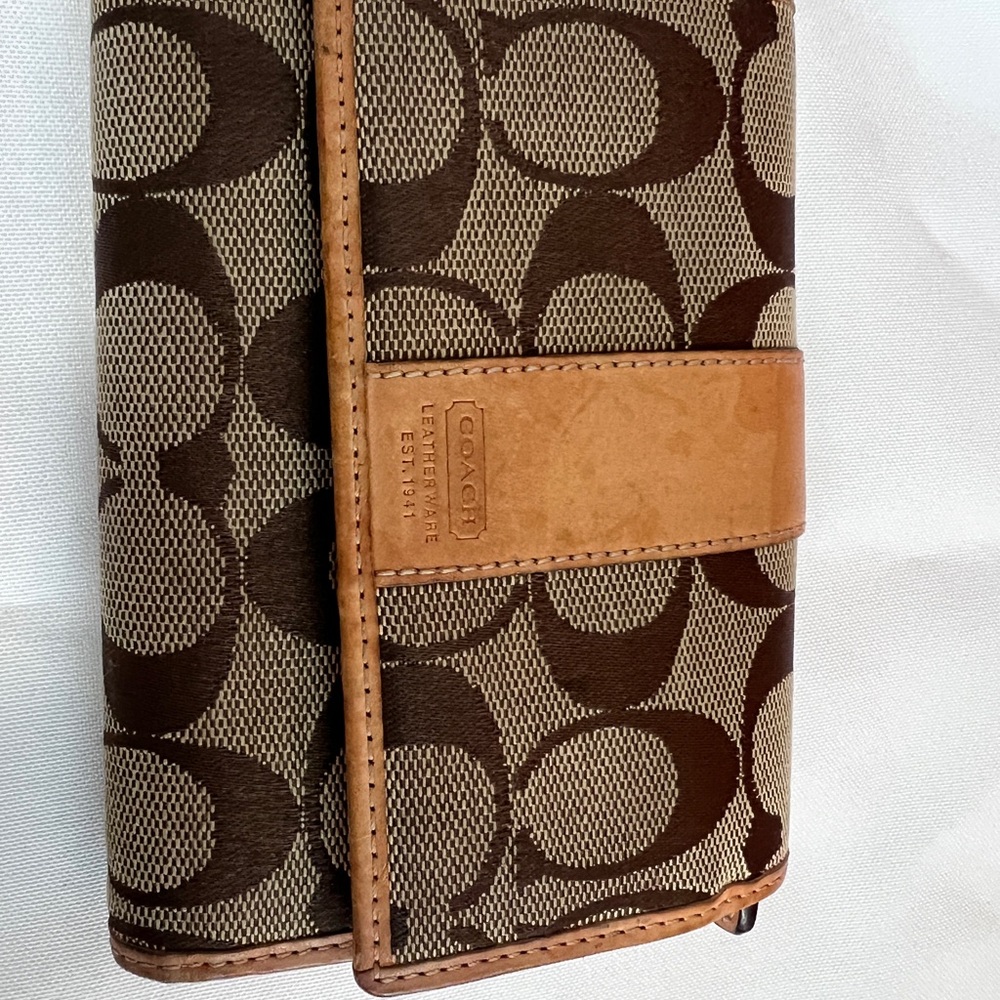 Coach Brown and Tan Signature Wallet